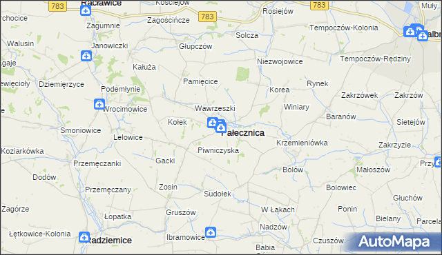 mapa Pałecznica powiat proszowicki, Pałecznica powiat proszowicki na mapie Targeo