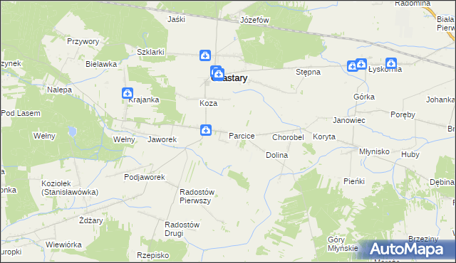 mapa Parcice, Parcice na mapie Targeo