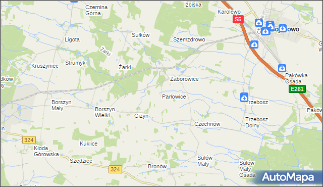 mapa Parłowice, Parłowice na mapie Targeo