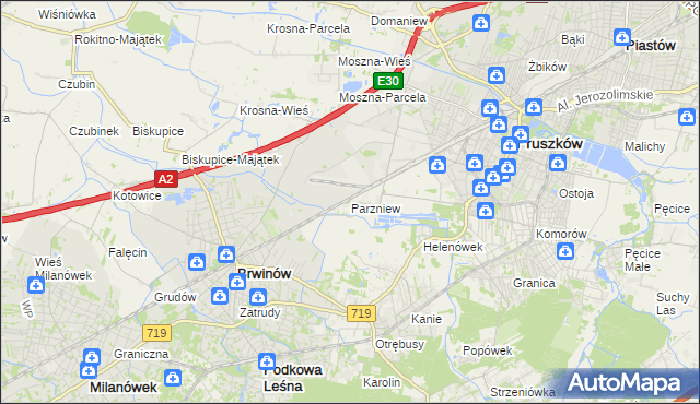 mapa Parzniew, Parzniew na mapie Targeo