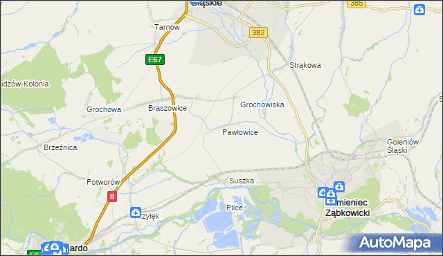 mapa Pawłowice gmina Ząbkowice Śląskie, Pawłowice gmina Ząbkowice Śląskie na mapie Targeo