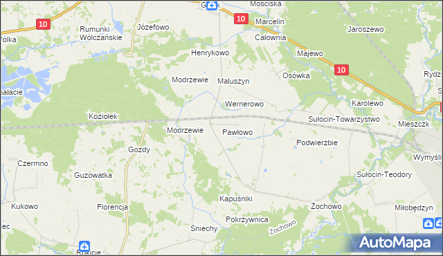 mapa Pawłowo gmina Sierpc, Pawłowo gmina Sierpc na mapie Targeo