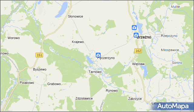 mapa Pęczerzyno, Pęczerzyno na mapie Targeo
