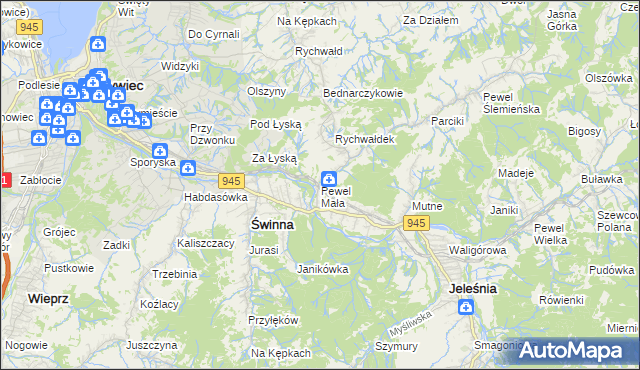 mapa Pewel Mała, Pewel Mała na mapie Targeo