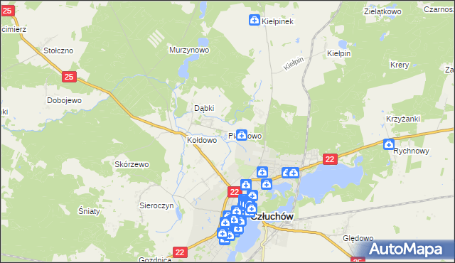 mapa Piaskowo gmina Człuchów, Piaskowo gmina Człuchów na mapie Targeo