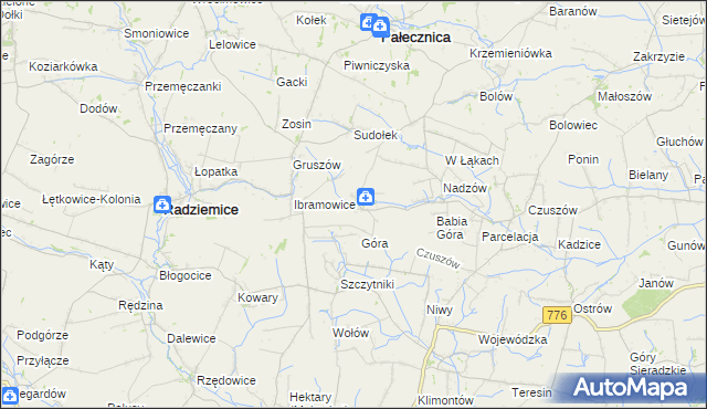 mapa Pieczonogi gmina Pałecznica, Pieczonogi gmina Pałecznica na mapie Targeo