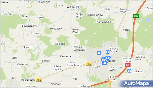 mapa Pieczyska gmina Złoczew, Pieczyska gmina Złoczew na mapie Targeo