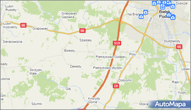 mapa Pietrzykowo-Gołąbki, Pietrzykowo-Gołąbki na mapie Targeo