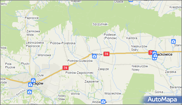 mapa Piórków, Piórków na mapie Targeo