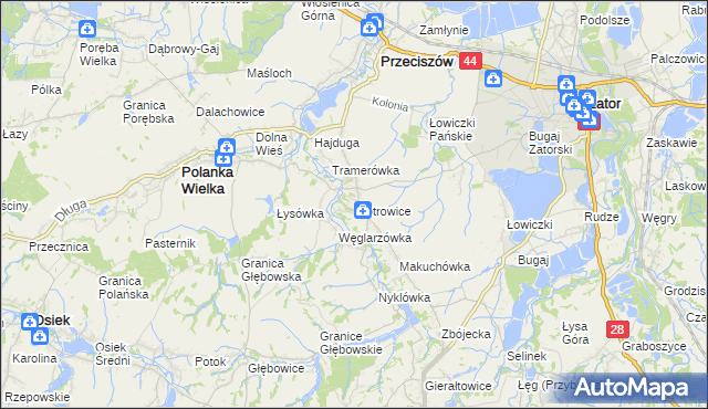 mapa Piotrowice gmina Przeciszów, Piotrowice gmina Przeciszów na mapie Targeo