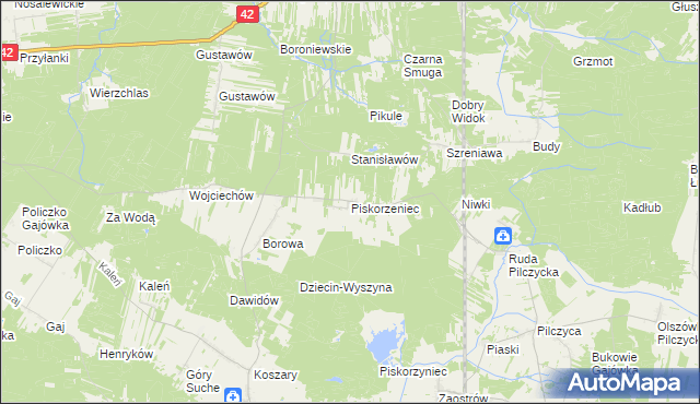 mapa Piskorzeniec, Piskorzeniec na mapie Targeo