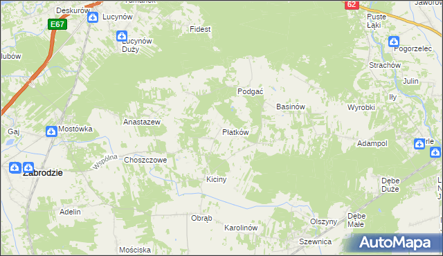 mapa Płatków gmina Zabrodzie, Płatków gmina Zabrodzie na mapie Targeo