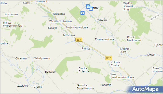 mapa Płonka gmina Rudnik, Płonka gmina Rudnik na mapie Targeo