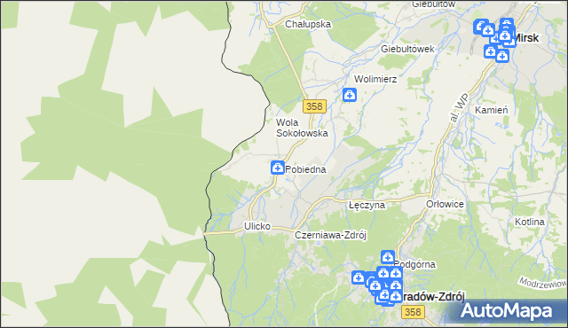 mapa Pobiedna gmina Leśna, Pobiedna gmina Leśna na mapie Targeo