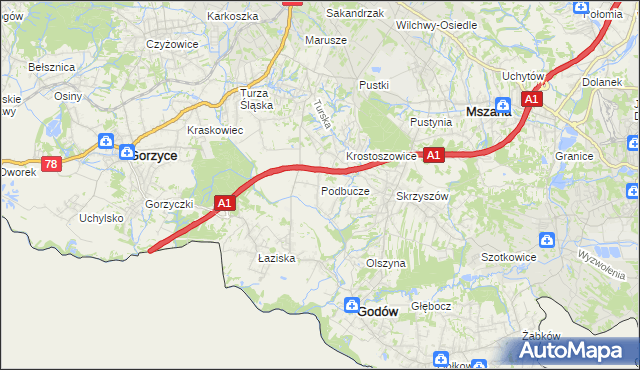 mapa Podbucze gmina Godów, Podbucze gmina Godów na mapie Targeo
