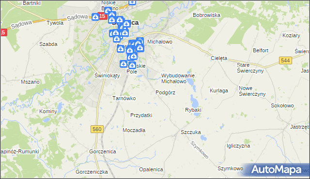 mapa Podgórz gmina Brodnica, Podgórz gmina Brodnica na mapie Targeo