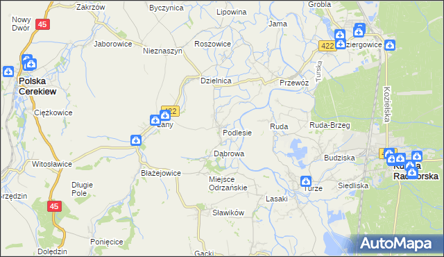 mapa Podlesie gmina Cisek, Podlesie gmina Cisek na mapie Targeo