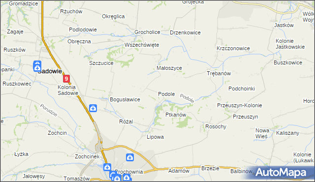 mapa Podole gmina Opatów, Podole gmina Opatów na mapie Targeo