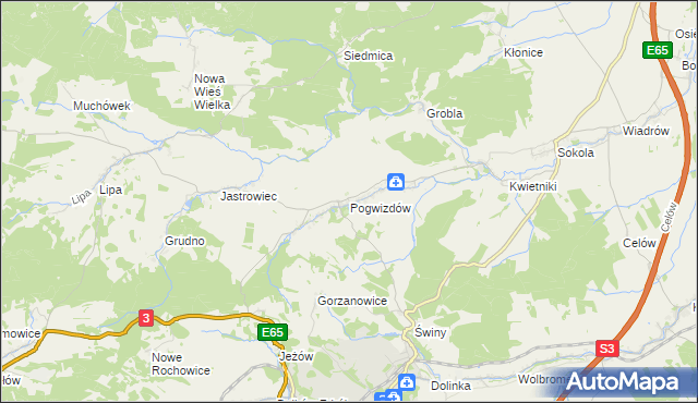 mapa Pogwizdów gmina Paszowice, Pogwizdów gmina Paszowice na mapie Targeo