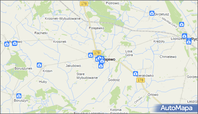 mapa Połajewo powiat czarnkowsko-trzcianecki, Połajewo powiat czarnkowsko-trzcianecki na mapie Targeo