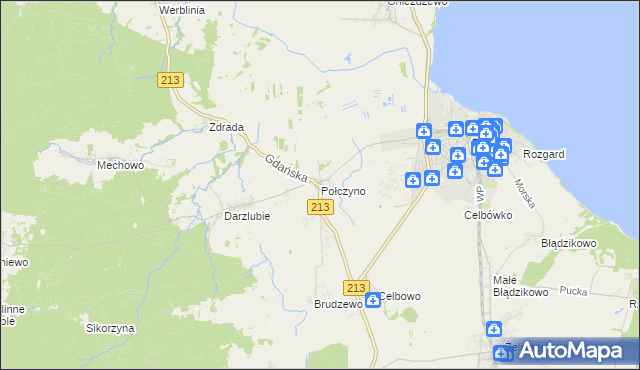 mapa Połczyno gmina Puck, Połczyno gmina Puck na mapie Targeo