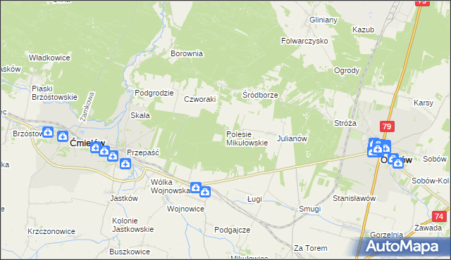 mapa Polesie Mikułowskie, Polesie Mikułowskie na mapie Targeo