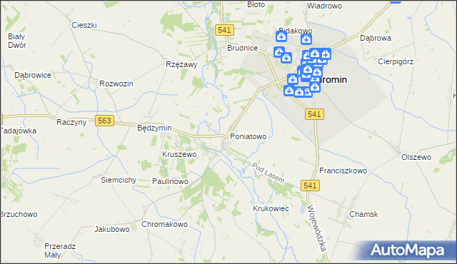 mapa Poniatowo gmina Żuromin, Poniatowo gmina Żuromin na mapie Targeo