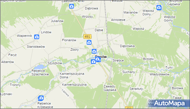 mapa Popów powiat kłobucki, Popów powiat kłobucki na mapie Targeo