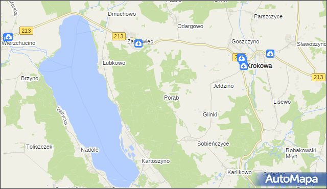 mapa Porąb gmina Krokowa, Porąb gmina Krokowa na mapie Targeo