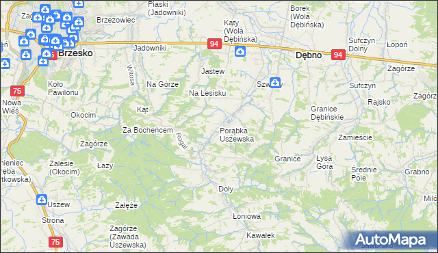 mapa Porąbka Uszewska, Porąbka Uszewska na mapie Targeo