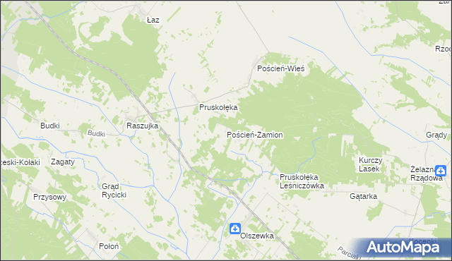 mapa Poścień-Zamion, Poścień-Zamion na mapie Targeo