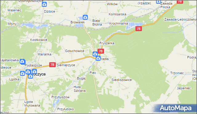 mapa Pradła, Pradła na mapie Targeo