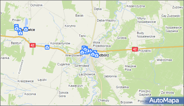 mapa Przedbórz powiat radomszczański, Przedbórz powiat radomszczański na mapie Targeo