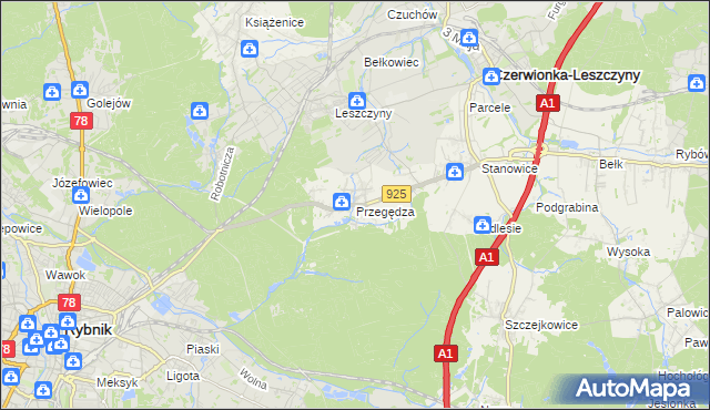 mapa Przegędza, Przegędza na mapie Targeo