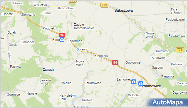 mapa Przeginia, Przeginia na mapie Targeo