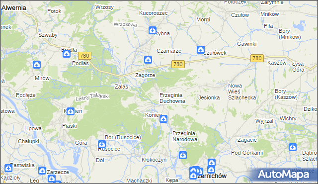 mapa Przeginia Duchowna, Przeginia Duchowna na mapie Targeo