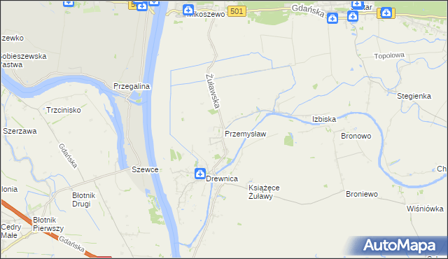 mapa Przemysław gmina Stegna, Przemysław gmina Stegna na mapie Targeo