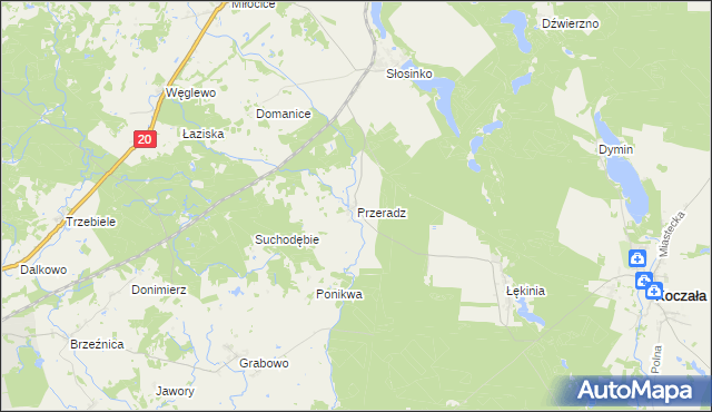 mapa Przeradz gmina Miastko, Przeradz gmina Miastko na mapie Targeo