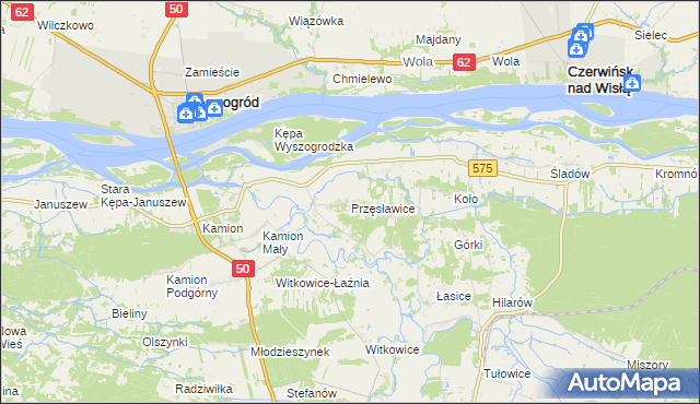 mapa Przęsławice gmina Brochów, Przęsławice gmina Brochów na mapie Targeo