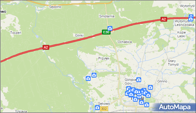 mapa Przyłęk gmina Nowy Tomyśl, Przyłęk gmina Nowy Tomyśl na mapie Targeo