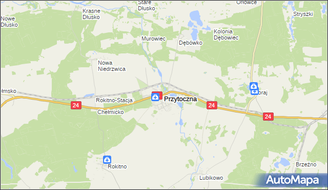 mapa Przytoczna, Przytoczna na mapie Targeo