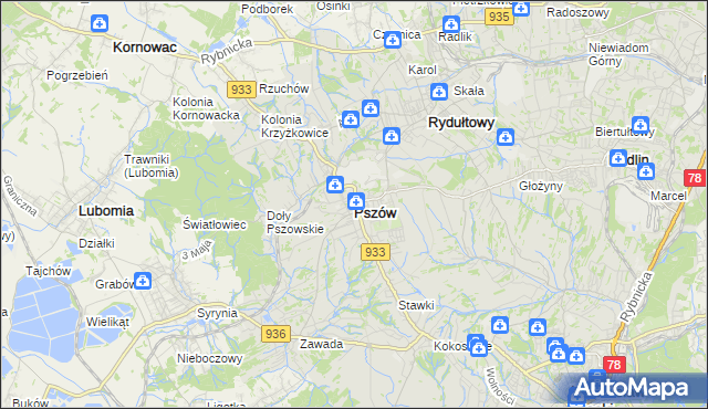 mapa Pszów, Pszów na mapie Targeo