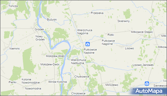 mapa Putkowice Nadolne, Putkowice Nadolne na mapie Targeo