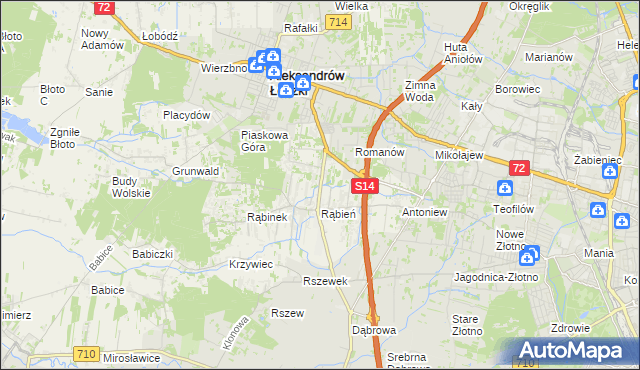 mapa Rąbień AB, Rąbień AB na mapie Targeo
