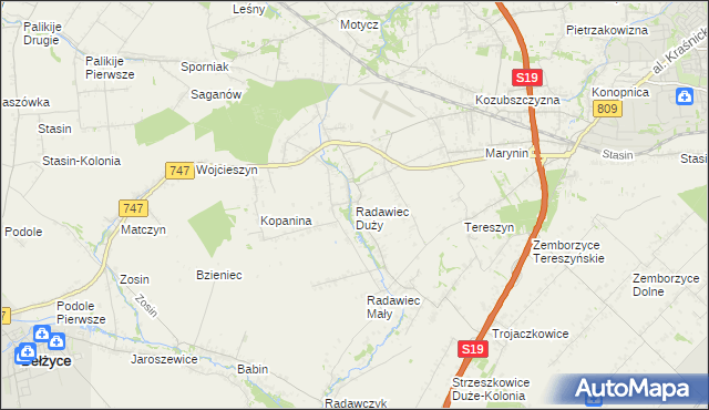 mapa Radawiec Duży, Radawiec Duży na mapie Targeo