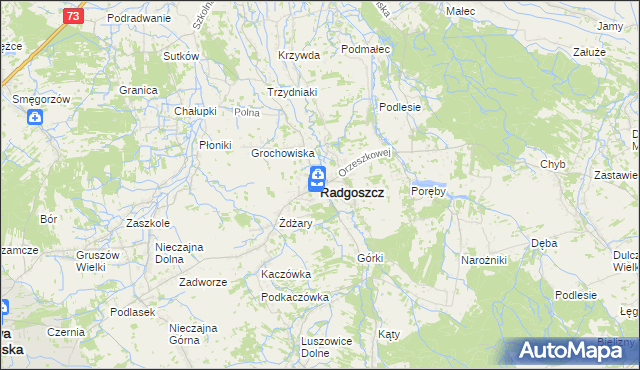 mapa Radgoszcz powiat dąbrowski, Radgoszcz powiat dąbrowski na mapie Targeo