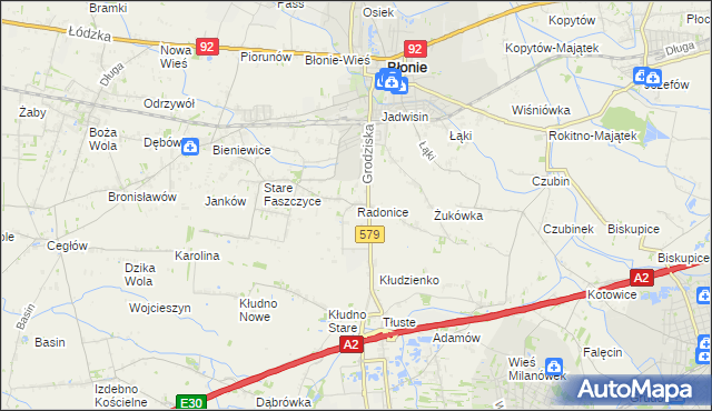 mapa Radonice, Radonice na mapie Targeo