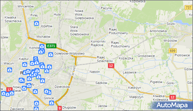 mapa Rajec Szlachecki, Rajec Szlachecki na mapie Targeo