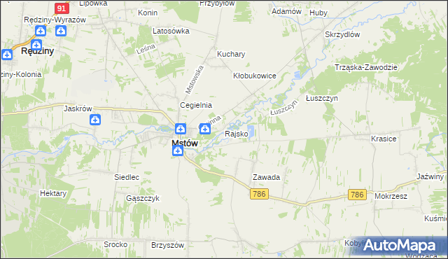 mapa Rajsko gmina Mstów, Rajsko gmina Mstów na mapie Targeo