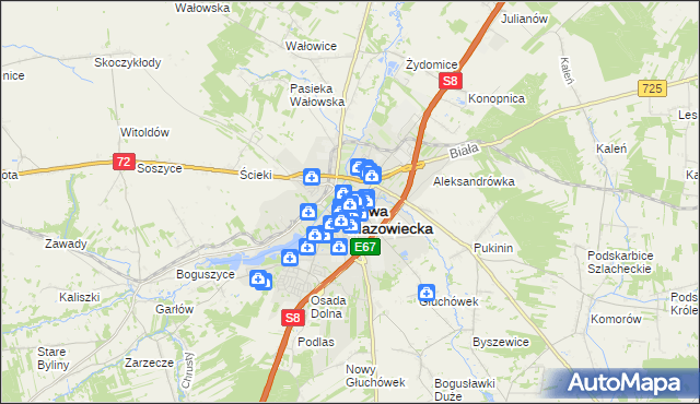 mapa Rawa Mazowiecka, Rawa Mazowiecka na mapie Targeo